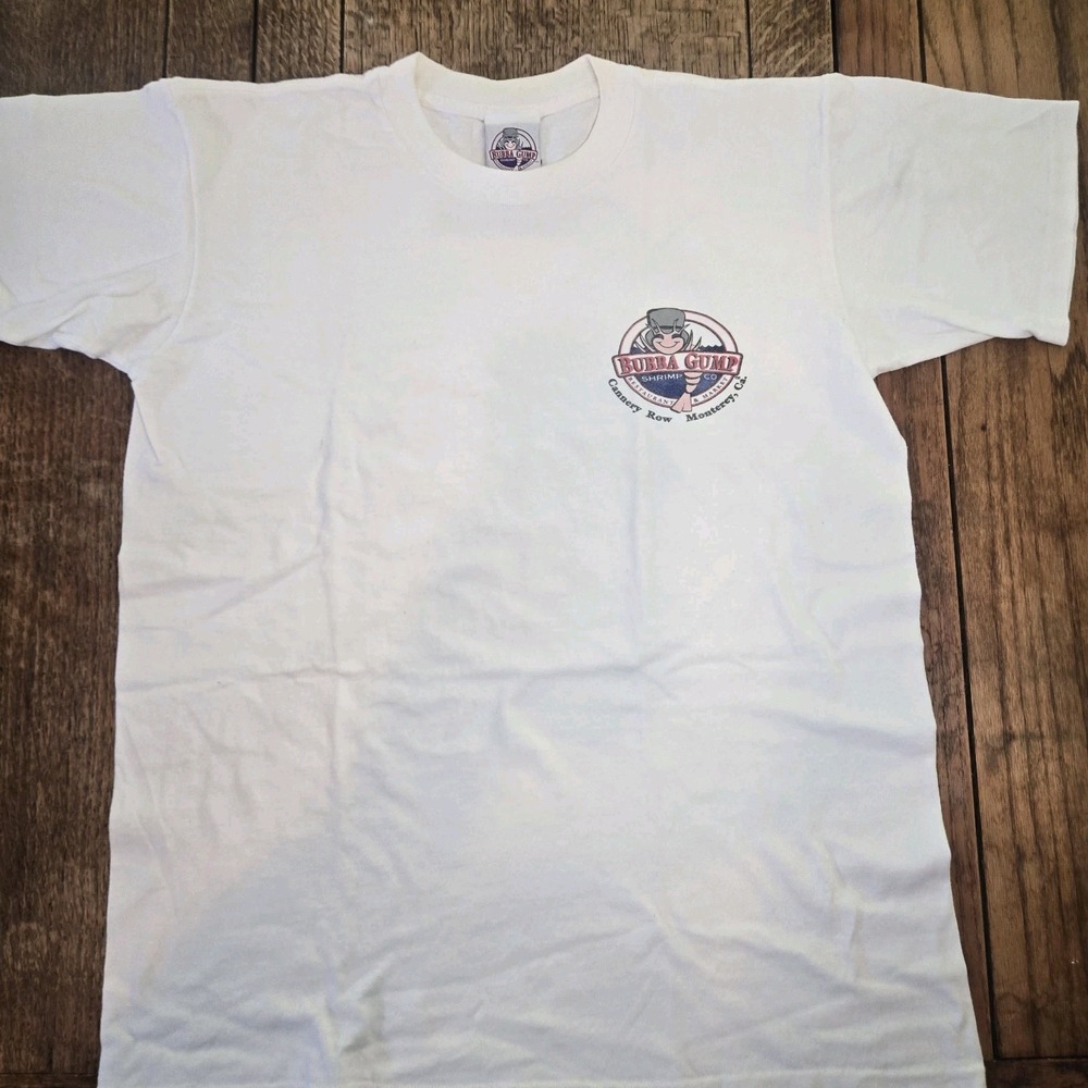 Vintage 90s Bubba Gump Shrimp Co‎ T-shirt Size Medium Simgle Stitch Forest White